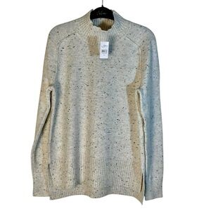 Loft Mock Turtleneck Confetti Long Sleeve Pullover Sweater Size XS Raw Seams New
